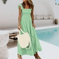 thumbnail image 5 of Women's Retro Pleated Suspender Ruffled Maxi Dress, 5 of 7