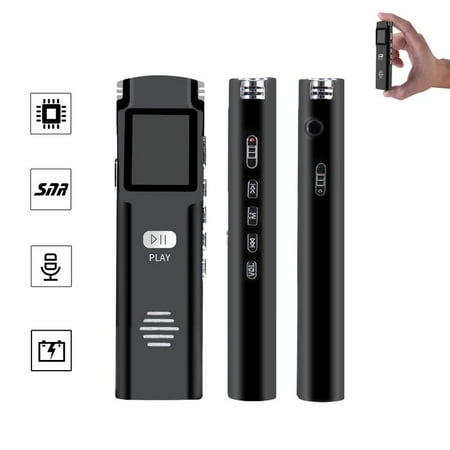 Faayfian Portable 16GB Digital Voice Activated Recorder - HD Recording Of Lectures And Meetings With Double Microphone, High Quality Sound, Noise Reduction Audio, Mini Tape Dictaphone, MP3, (Smartphone With Best Audio Recording 2019)