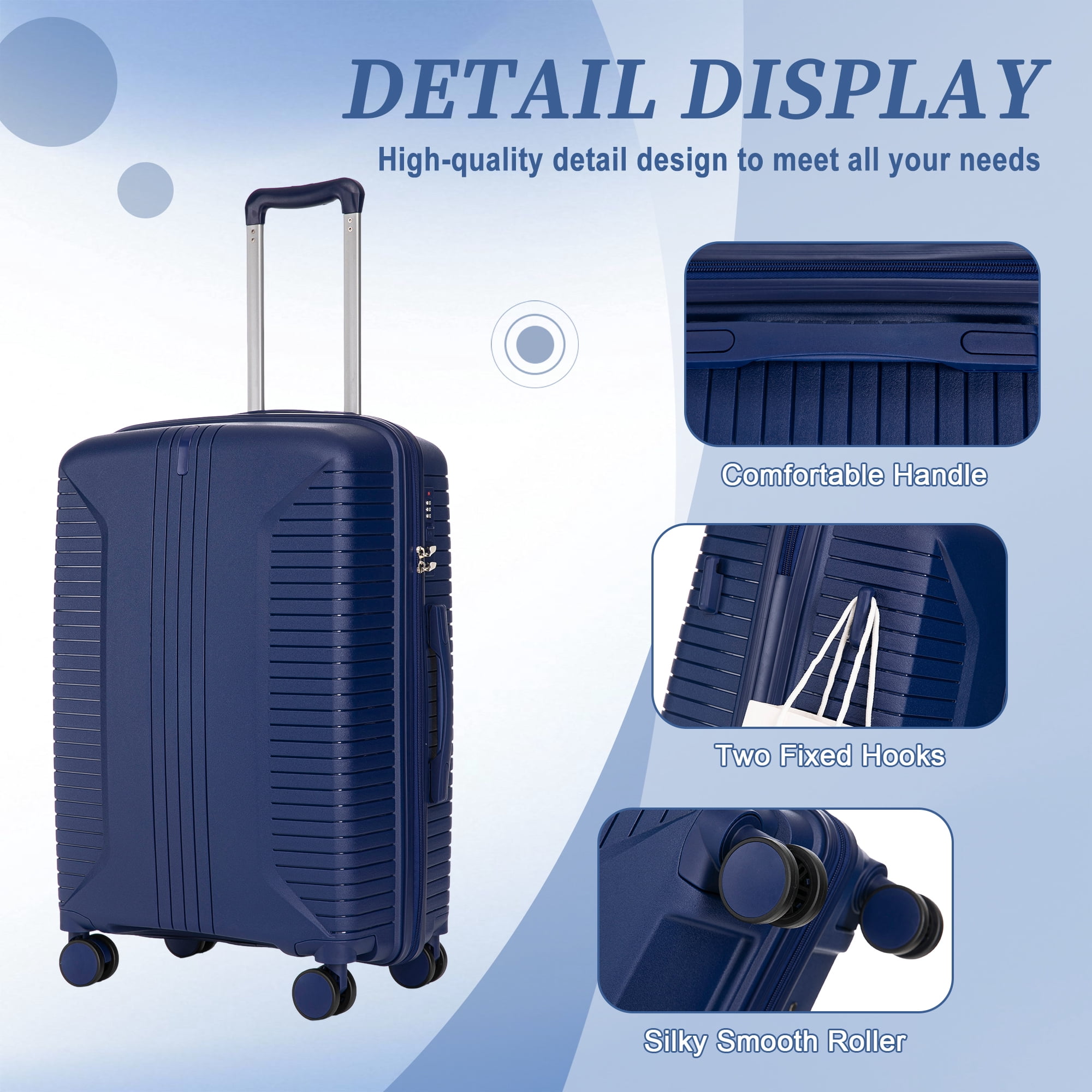3 Piece Rolling Luggage Set Carry on Luggage Spinner Wheel Lightweight Suitcase with TSA Lock 20in24in28in