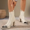 thumbnail image 5 of Taylonsss Women's Fashionable Ankle Boots with Pointed Toe Back Zipper Closure and Mid-Heel Blocks for Winter Comfortable Causal Short Boots with Metal Toe Cap Design, 5 of 8
