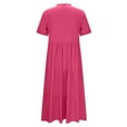 thumbnail image 6 of Awdenio Maxi Dresses for Women Casual Loose Fit Maxi Dress Summer Short Sleeve V-Neck Tiered Solid Beach Dress, 6 of 7