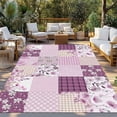 thumbnail image 2 of Boho Purple Flowers Outdoor Rug for Patio/Deck/Porch, Non-Slip Large Area Rug 5 x 8 Ft, Spring Floral Botanical Patchwork Vintage Indoor Outdoor Rugs Washable Area Rugs, Camping Rug Carpet Runner, 2 of 8