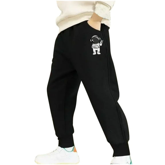 vokkrv Boys Sweatpants Fleece Athletic Workout Kids Clothes Boys Joggers with Zipper Pocket and Drawstring Black 8 Years