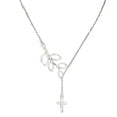 thumbnail image 3 of Pendentif Feuilles&Croix pour Femmes Collier Simple Pendentif Ras du Cou Chaîne Collier en Alliage, 3 of 4