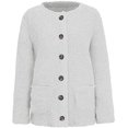 thumbnail image 2 of Solid Color Plush Sweater for Womens Plus Size Coat Pockets Outerwear Buttons Cardigan, 2 of 6