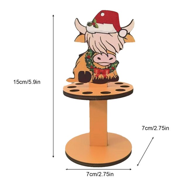Portamonedas navideño para efectivo Portamonedas de vaca de las Tierras Altas con 10 agujeros Adorno navideño Decoración de mesa navideña Efectivo