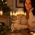 thumbnail image 5 of Christmas Reindeer Candle Holder 8", Gold 7 Candelabra for Holiday Tabletop, 1 Pack, 5 of 6