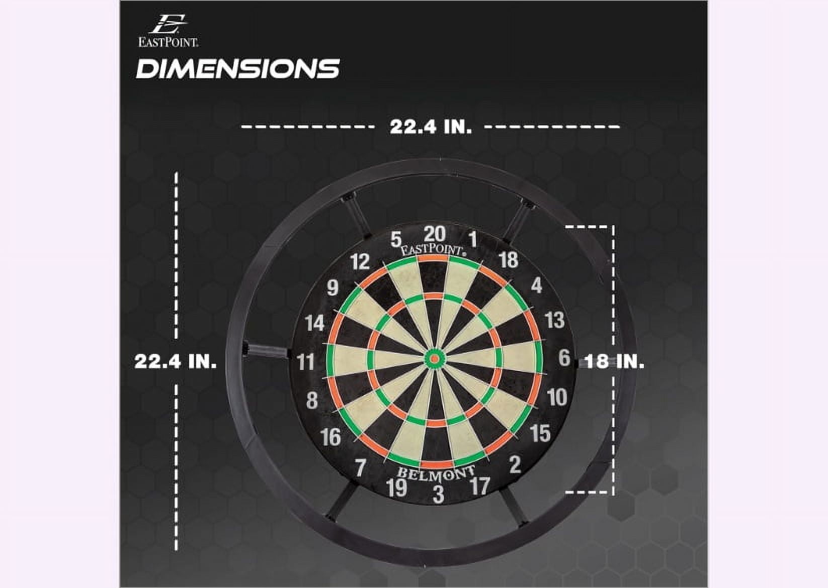 EastPoint Sports EastPoint Blacklight Dartboard - Official Size Bristle Dartboard with Glowing Segments and Dart Flights