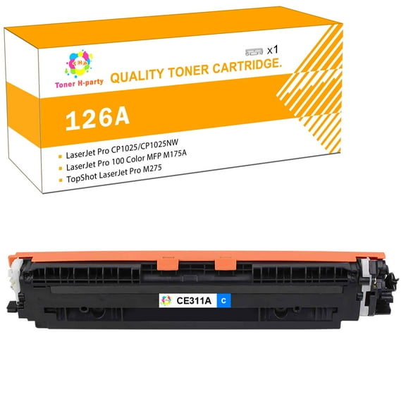 Toner H-Party 1-Pack Compatible 126A Toner Cartridge for HP 126A CE311A for Use with LaserJet Pro CP1025 CP1025NW, TopShot LaserJet Pro M275, LaserJet Pro 100 Color MFP M175A M175NW Cyan