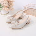 thumbnail image 2 of hoksml Girls Glitter Rhinestone Bow Slingback Heels, Pointed Toe Low Block Heel Dress Shoes for Wedding, Pageant and Birthday Party Occasions, 2 of 6