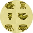 thumbnail image 1 of Ahgly Company Tapis d'Intérieur Rond Lavable en Machine Brun Transitionnel, 8 Pieds Rond, 1 of 7