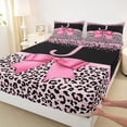 thumbnail image 4 of Erosebridal Pink Glitter Leopard Print Queen Sheet Sets,Initial Letter J Alphabet Bed Set For Kids Girls 4-Piece, 4 of 6