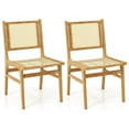thumbnail image 1 of Costway 2 PCS Rattan Dining Chair with  Natural Cane Woven Backrest & Seat & Teak Wood Frame, 1 of 8