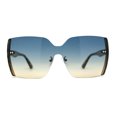 thumbnail image 2 of Womens Shield Rimless Oversize Butterfly Diva Sunglasses Tortoise Blue Brown, 2 of 4