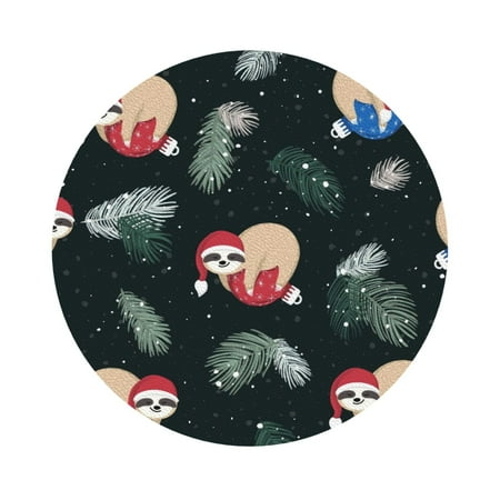 

Matuu Baby Sloths Sleeping On The Christmas Ball for Cup Coasters Set of 6 Leather Coasters Desk Coasters for Office Measures 4” x 4” Round Shape