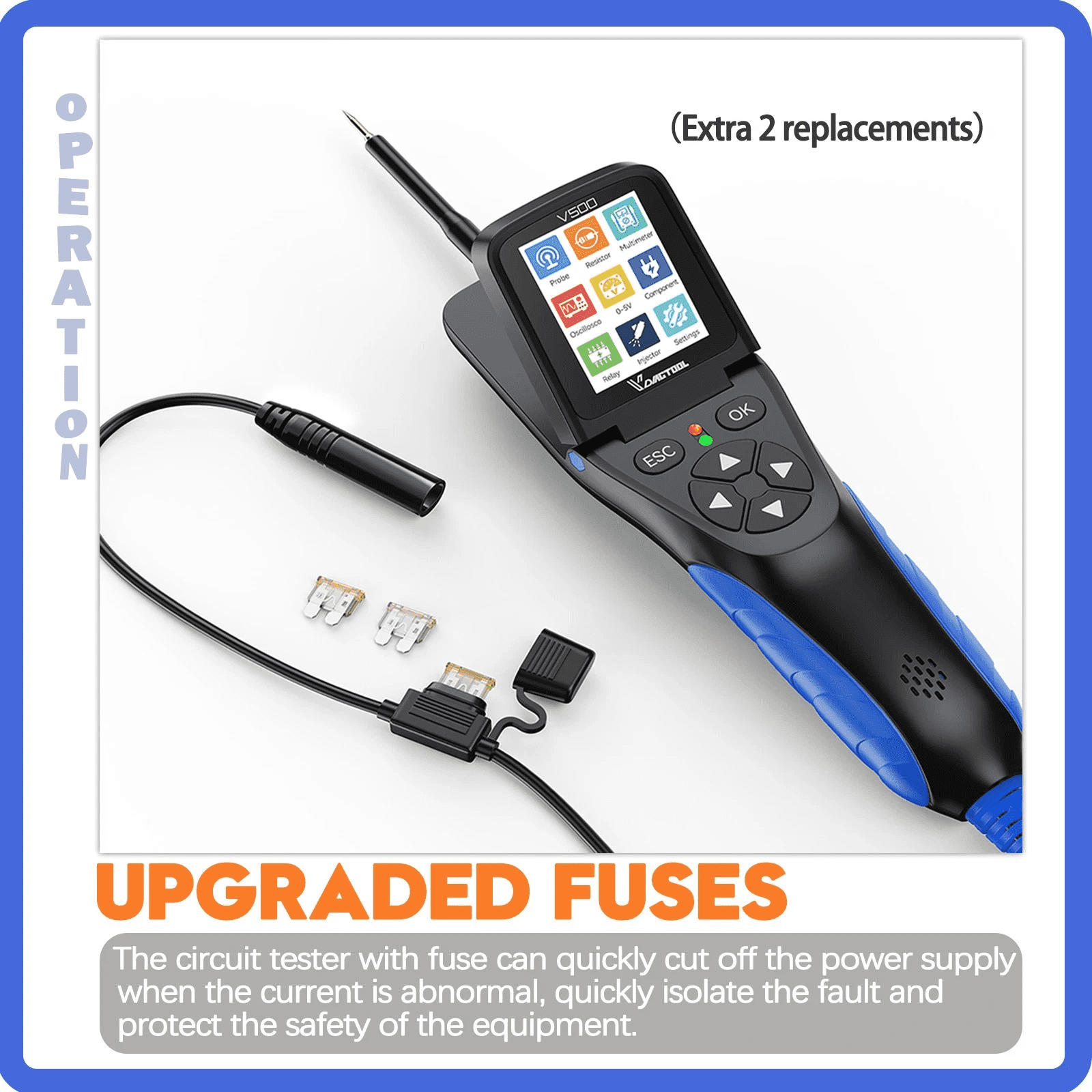 VDIAGTOOL V500 Pro Automotive Circuit Breaker Finder, Power Probe Tester, 9/30V Electrical Open Short Circuit Finder, Digital Multimeter/Oscilloscope/Relay Tester/Injector Test