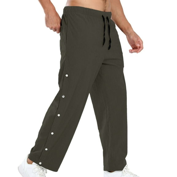 sususu Men Travel Pants,Men's Striped Loose Fit Casual Trousers with Button Up Design for Everyday Comfort and Stylish Wear,Green,S