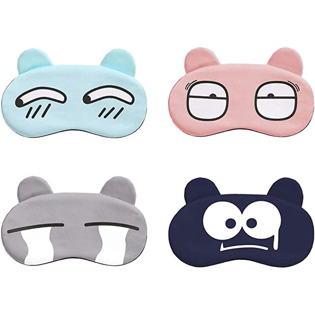 4 Uds. Máscara de ojos para dormir con expresión de dibujos animados, suave y cómoda, con los ojos vendados JAMW Sencillez