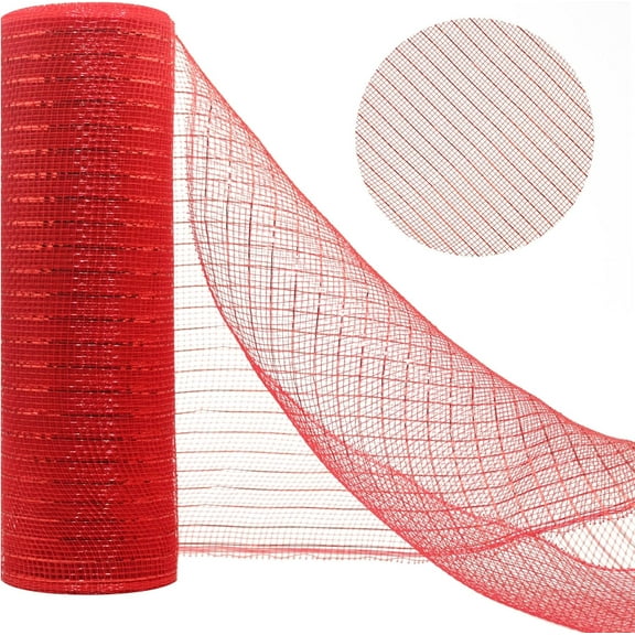 Deco Mesh 10 Inch x30 Feet, Gold Metallic Foil Mesh Fabric, Christmas Deco Mesh Ribbon, Mesh Ribbon for Decoration Wreaths, Home, Crafts and Gift Wrapping -1 Pack