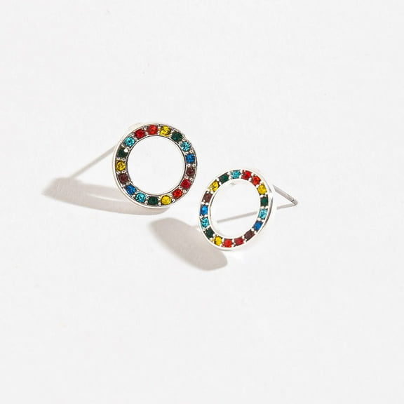 Women's Rainbow Rhinestone Circle Earsense Earrings by Howard's