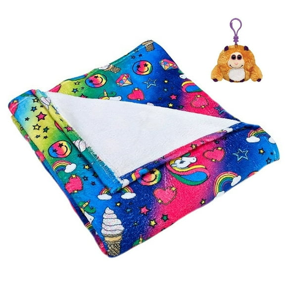 Unicorn Fantasy Blanket 50" x 60" & Plush Clip Bundle Set