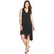 Adrianna Papell Womens Ruffle Front Crepe High/low Dress 12 Black