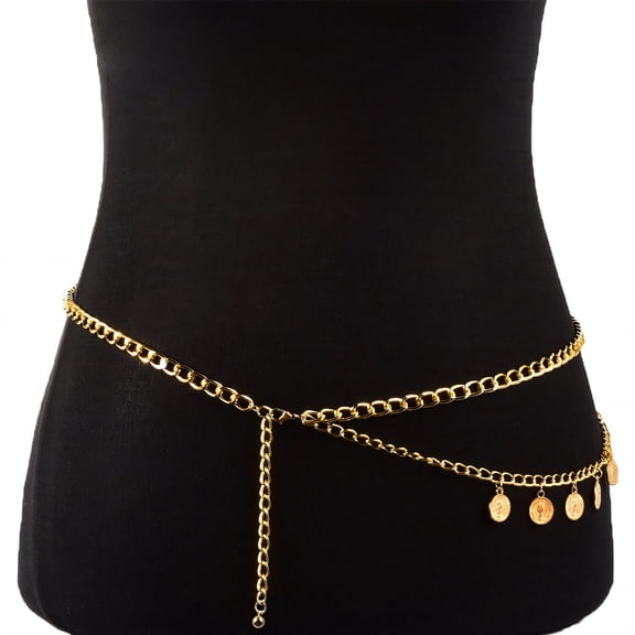 DESIGNICE 2026 New Body Chain Jewelry for Women,Beads Belly Chain,Summer Token Gold Waist Chain,43.4",Gold