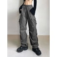 thumbnail image 4 of Pantalones de chándal holgados de pierna ancha estilo hip hop Y2k, pantalones cargo de paracaídas de gran tamaño estilo Harajuku, ropa de calle para mujer, monos vintage, 4 of 4