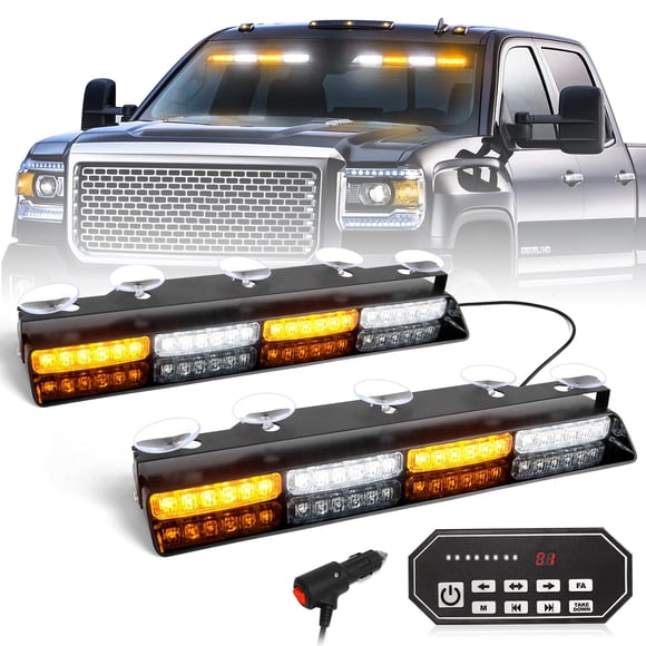 Luces estroboscópicas de emergencia para salpicadero Hlauto 604N, color ámbar y blanco, 48 LED