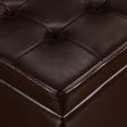 thumbnail image 5 of Adeco Brown Bonded Leather Square Tufted Storage Ottoman Footstool 18", 5 of 5