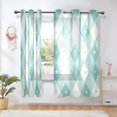 thumbnail image 6 of 2 Panels Set Blackout Curtains Thermal Insulated Sun Protection Room Darkening Drapes for Bedroom Teal Argyle Pattern, 6 of 7