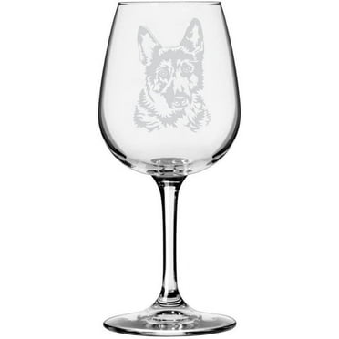 German Shepherd Dog Themed Etched All Purpose 12.75oz Libbey Wine Glass