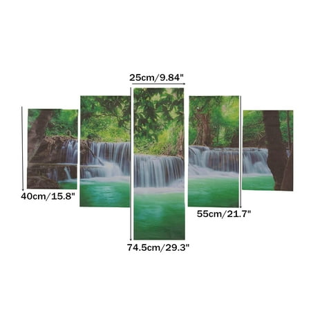 Meigar Unframed 5 Panels Waterfall Canvas Wall Art Decor Modern Canvas Print Artwork Living Room Dining Room Home (Best Artwork For Dining Room)