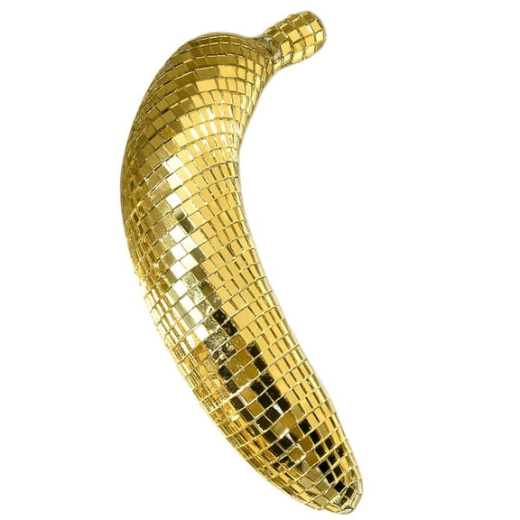 Discos Banana Figurine Statue Freestanding Reflective Mirrored Fruit Ornament