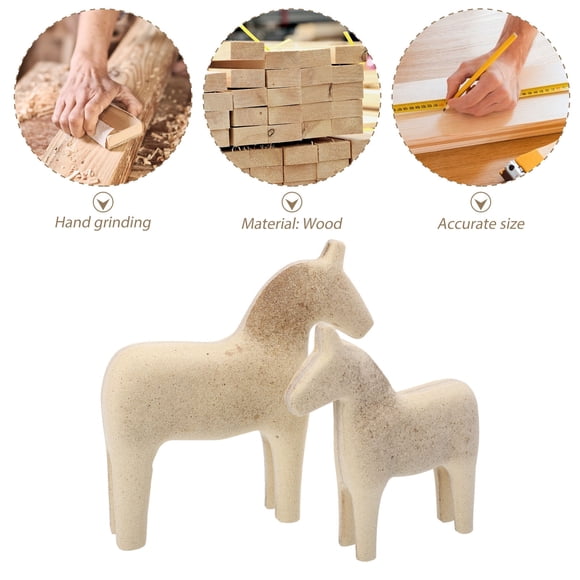 KONTONTY 2 Pcs Wooden Horse Models for Crafting and Decorating Home Atmosphere