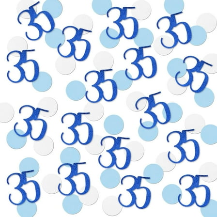 Blue Glitter 35 Confetti, 35th Birthday Number Confetti, 120Pcs Anniversary Party Table Decoration Supplies