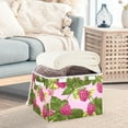 thumbnail image 5 of Cute Raspberry Floral Large Storage Bins with Linen Collapsible Lid Storage Box 16.7 x 12.6 x 11.8in, 5 of 7