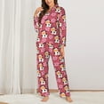 thumbnail image 2 of Yiaed Cow And Flower Print Pajamas Women's Long Sleeve Sleepwear Soft Button Down Loungewear Pjs Lounge Set Nightwear Womens Pajama Pants-X-Large, 2 of 7