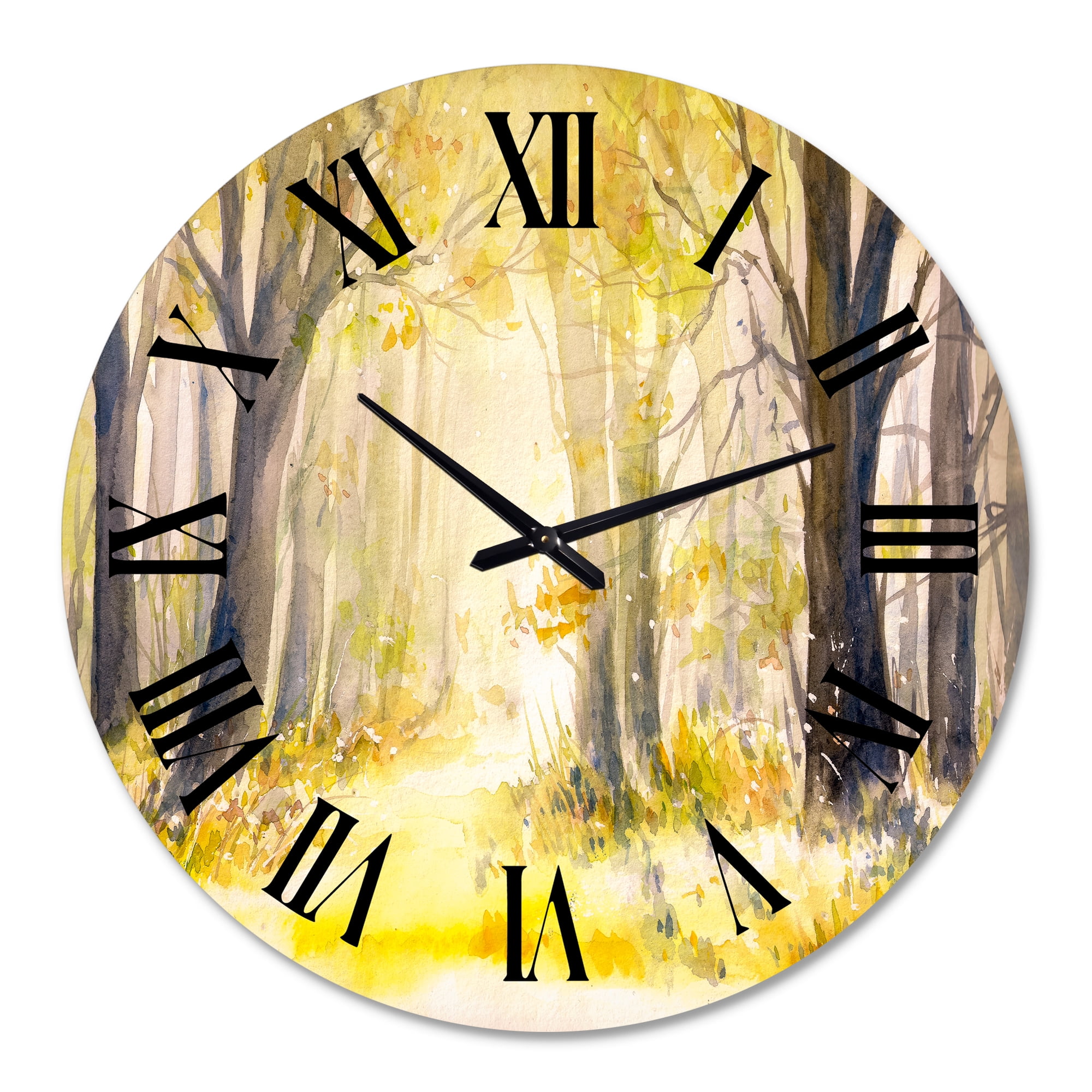 Designart 'Bright Sunshine Through The Forest Trees I' Traditional Wall Clock