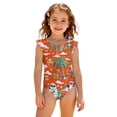 thumbnail image 3 of Grblisyd Girls One Piece Swimsuit Flutter Sleeve Hawaiian Quick Dry Crew Neck Swimwear Beach Sport Bathing Suit for Kids 4t, 3 of 6
