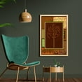thumbnail image 2 of Prehistoric Wall Art with Frame, Tree on Motifs Leaf Floral Ornaments Native Folk Patterns, Printed Fabric Poster for Bathroom Living Room, 23" x 35", Brown Green, by Ambesonne, 2 of 2