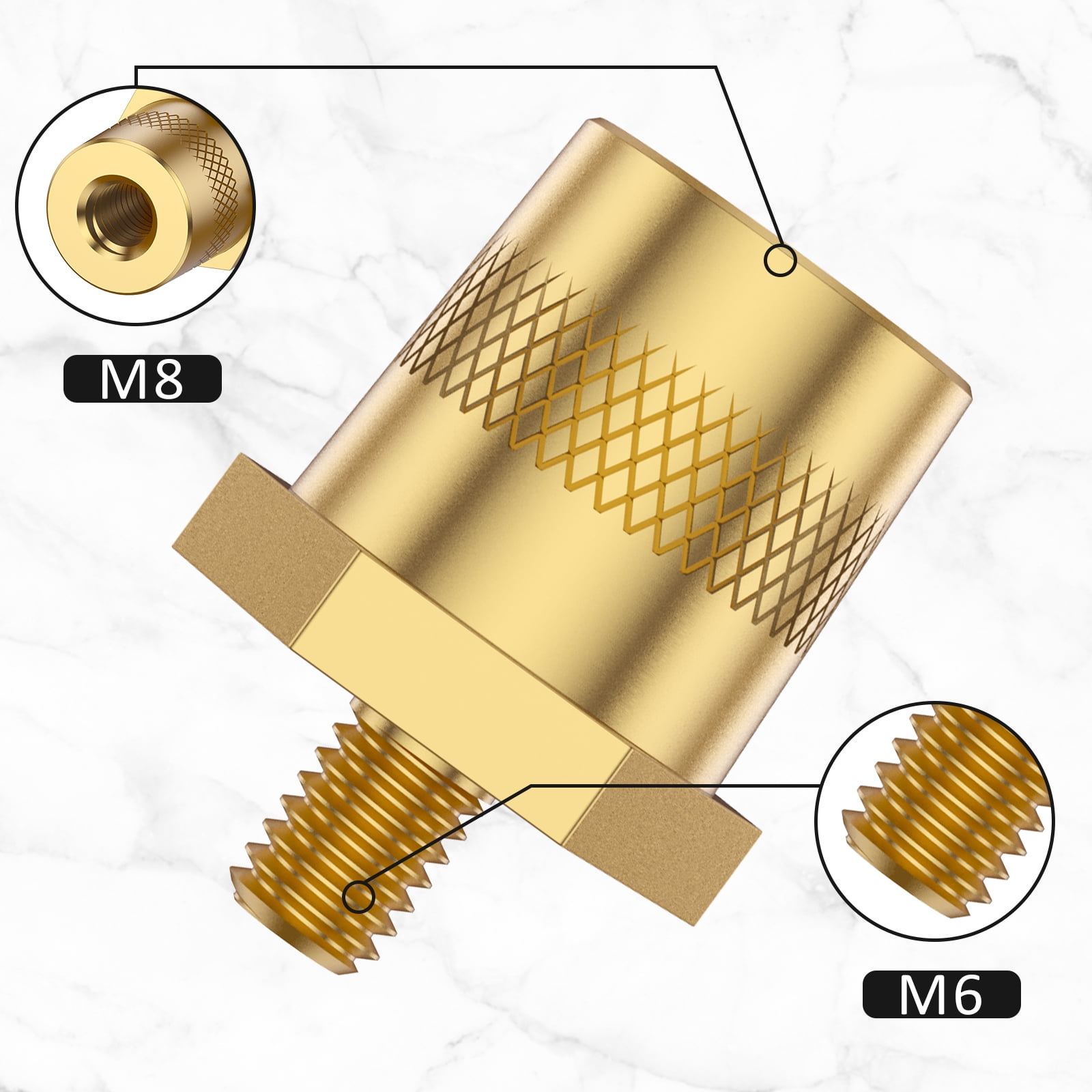 Battery Pole Adapter Pair with Male Thread M8 Battery Terminal Adapter  Brass Connector Batteriepoladapter M8 with Stainless Steel Screws and  Washers