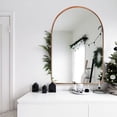 thumbnail image 3 of Clavie Arched Mirror with Metal Frame, 24" x 36" Vanity Mirror for Bathroom Bedroom, Decorative Wall Mirror for Entryway Livingroom, Rose Gold, 3 of 8