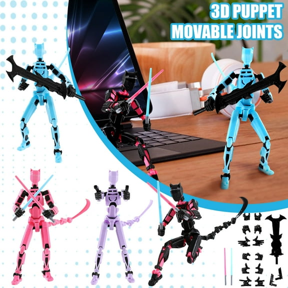 4Pack T13 Titan 13 Action Figure Set, Robot Action Figure 3D Printed robo 13 Action Fidget Toys Dummy Figure Articulated, Lucky 13 for Collectors Desktop Decorations
