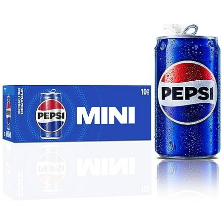 Pepsi Cola Soda Pop, 7.5oz Mini Cans (10 Pack)