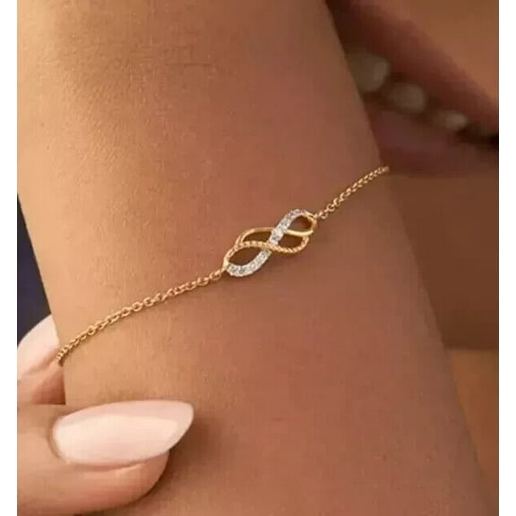 2 CT Round Cut White Lab-Created Diamond Tiny Chain Bracelet 14k Yellow Gold Plated Sterling Silver