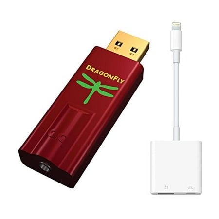 AudioQuest Dragonfly Red Mobile Bundle with DragonFly Red (Portable USB Preamp, Headphone Amp/DAC) and Lightning to USB 3