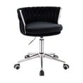 thumbnail image 1 of Silla para tocador con ruedas, en terciopelo diseño trensado, altura ajustable, giratorio, acolchonado, estructura cromada, vanguardista, SKU EL19172-1 CH NEGRO TERCIOPELO, 1 of 5