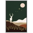 thumbnail image 3 of PixonSign Framed Wall Art Print Set Deer and Stars in The Night Forest Animals Wilderness Illustrations Modern Art Farmhouse/Country Colorful Dark for Living Room, Bedroom, Office - 16"x24" White, 3 of 5