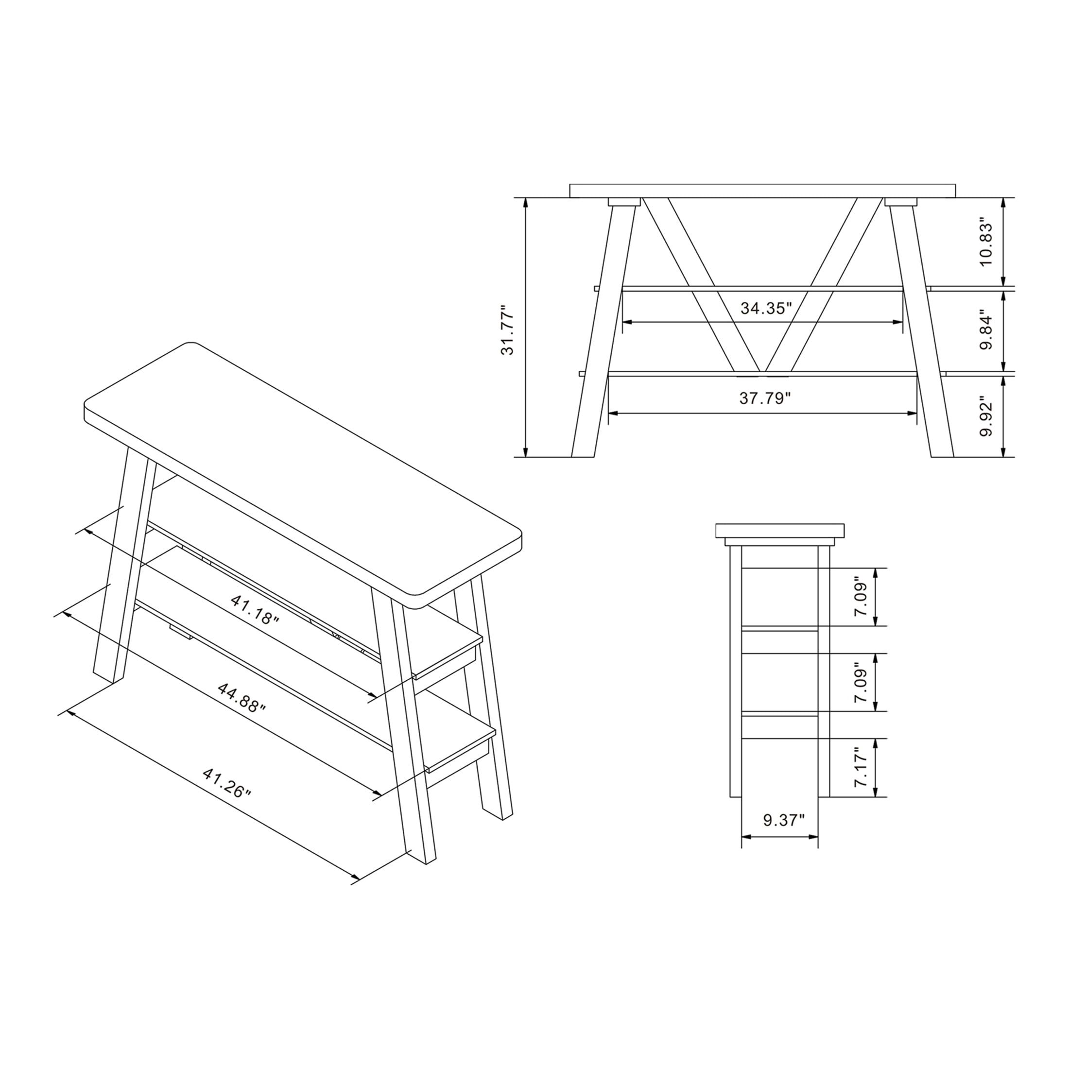 Furniture of America Birch 2-Shelf Console Table, Reclaimed Oak